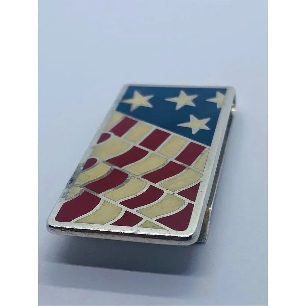 Tiffany Co Money Clip American Flag 52mm x 24mm 1994 Sterling Silver 925